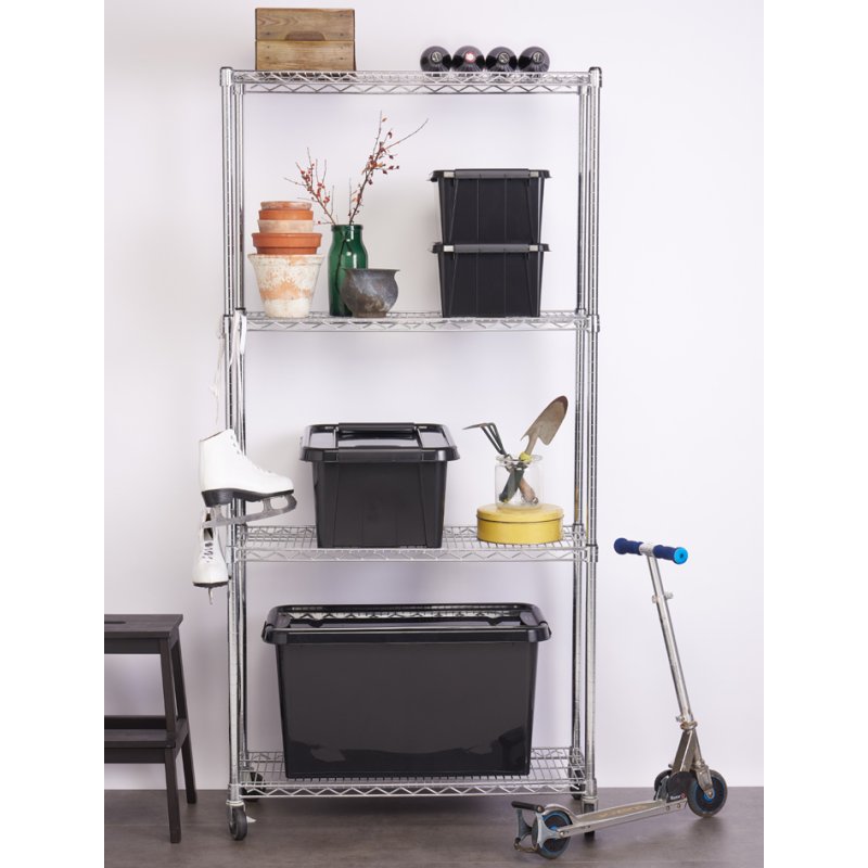 plast team boîte de rangement PROBOX RECYCLER, 32 litres, noir, plastique recyclé